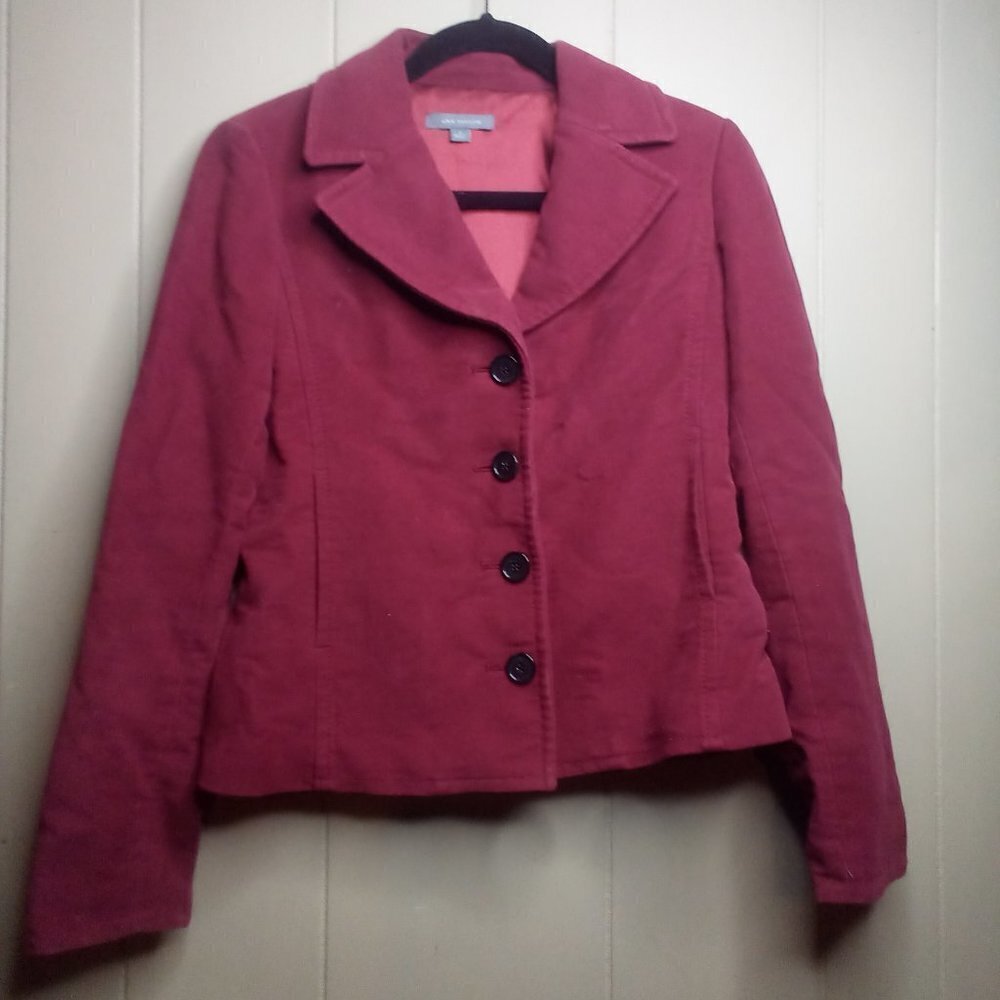 Ann Taylor Blazer Jacket 2 Long Sleeve Button Up Soft Burgundy Pink Red